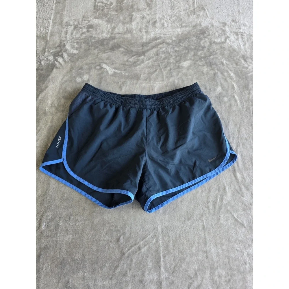 Nike Dri-FIT Women's Small Gray Blue Running Shorts Athletic Activewear
